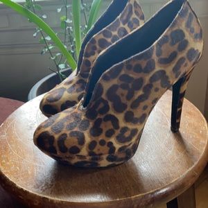 INC leopard platform booties